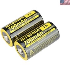 2x IMR 18350 700mAh 3.7V Rechargeable Button Top Batteries for Flashlights