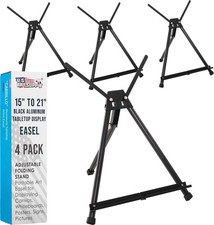 4 Pack 15" to 21" Adjustable Aluminum Tabletop Display Easel, Tripod Stand, Arms