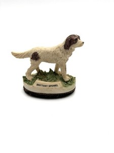 Brittany Spaniel Dog Lint Brush Hand Paint Bisque Porcelain Art Pottery Vintage