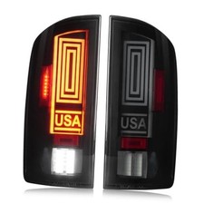 Compatible with Dodge RAM 1500 2002-2006, LED Tail Lights Pair Smoked Lens TH