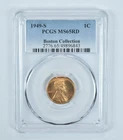1949-S Lincoln Wheat Cent Boston Collection MS65 RD PCGS Blue Label *2722