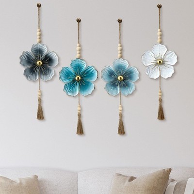 4 Pcs Metal Flower Wall Decor 7.9 x 22 Inch Large Metal Wall Art Decor Rustic...