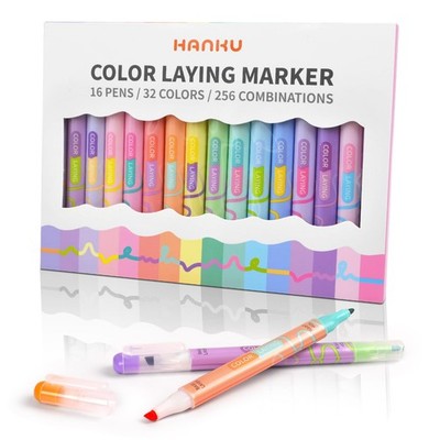 Color Layering Double Sided Markers,16Pcs 32Colors Dual Tip Magic Markers,Broad