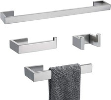 TNOMS 4 Pieces Bathroom Hardware Accessories Set Towel Bar Towel Holder Robe Hoo