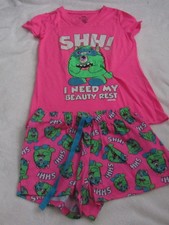 Girl Justice Pink/Green Dinosaur Pajama Set Size 8 USED