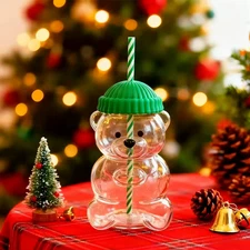 2025 BEAR Glass Jar Cold Cup Tumbler with Straw