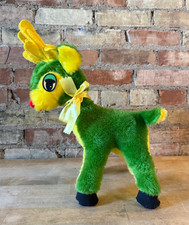 VTG Green & Yellow John Deere Little Johnny Deerest Rudolph Red Nose Plush - 17"