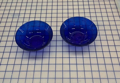 Lot Of 2 Cobalt Blue Glass Ribbed Ringed 5.5 Inch Bowls