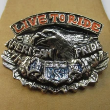 Vintage Harley Davidson Live To Ride American Pride Pin