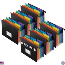 TRANBO 7-Pocket Expandable Accordion File Organizer with Hooks - Letter Size,