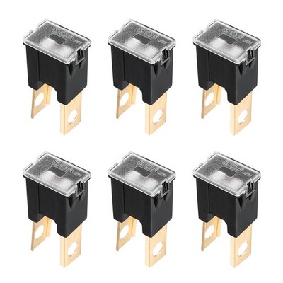 6pcs Cartridge Fuse, 32VDC 80A Male Terminal, Black