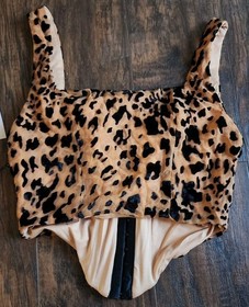 Superdown Savanah Crop Top Corset Bustier Boned Bodice Leopard Sleeveless Sz XS