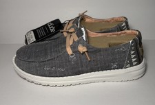 HEY DUDE Wendy BOHO Grey Canvas Shoes Slip Ins Gray Women's Size 6 NEW in Box