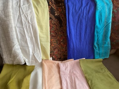 Vintage Cotton Sari Fabric Remnants Scraps Mixed Lot For Craft Projects - 4 oz.