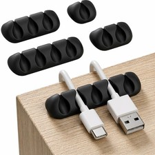 GLUIT Cord Organizer for Desk, Cable Holder Nightstand, 5 Pack, Black
