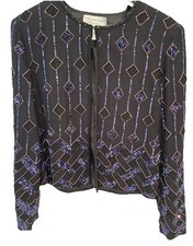Papell Boutique Silk Bead Sequin Evening Formal Jacket Size Medium