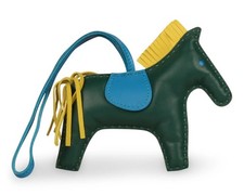 Hermés Rodeo GM Bag Charm in Malachite, Bleu Zanzibar and Lime Milo Lambskin