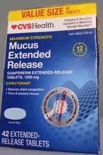 CVS 12HR Maximum Strength Mucus Extended Release Tablets 42 Ct 12/25+ Free Ship