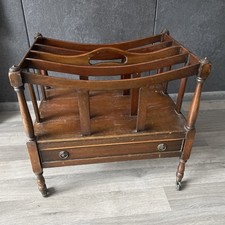 Vintage Wooden Reproduction Canterbury Magazine Rack With Drawer Storage Stand
