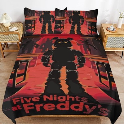 FNAF Horror Spiel Bettwäsche Set.02 Name Hinzufügbar Bettdeckenbezug Kissenbez80
