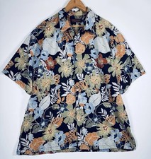 Tori Richard Hawaiian Shirt Mens 2XL Blue Floral Tropical Cotton Made in USA