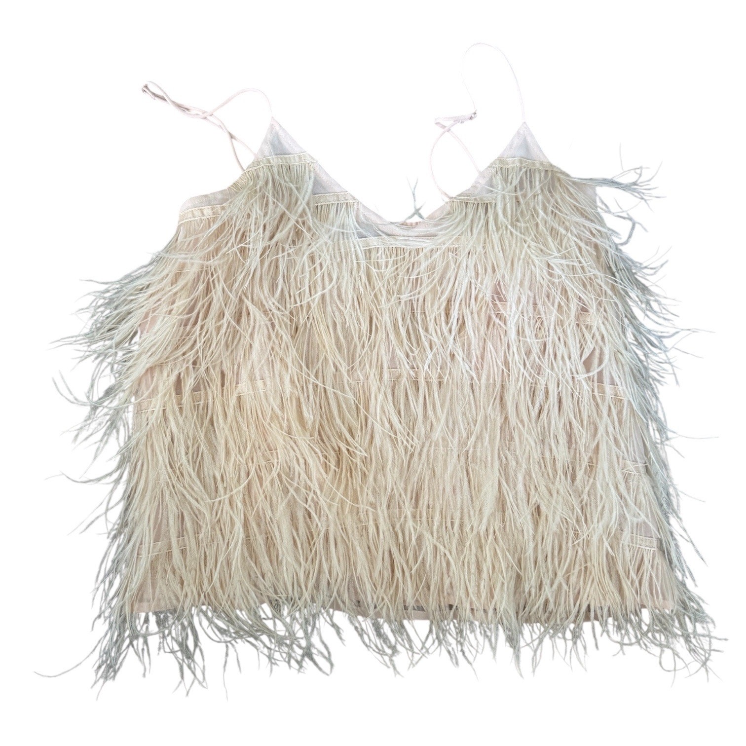 Pink feather tank top for women size M stylish summer top