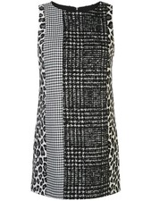 NWT Alice + Olivia Clyde in Black & White Patchwork A-line Mini Shift Dress 8