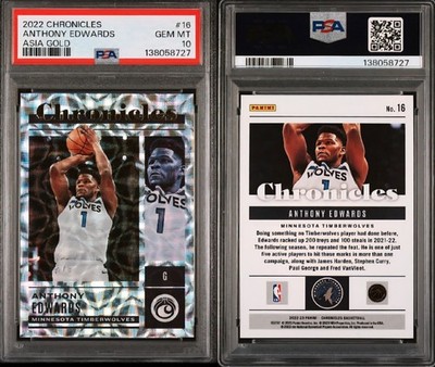 2022 Panini Chronicles Anthony Edwards Asia Lucky Envelopes 5/8 PSA 10  