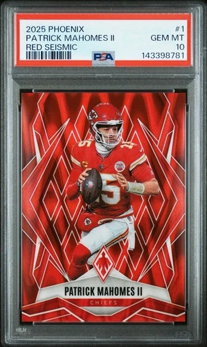 2025 Panini Phoenix Patrick Mahomes II #1 Red Seismic /99- Color Match PSA 10