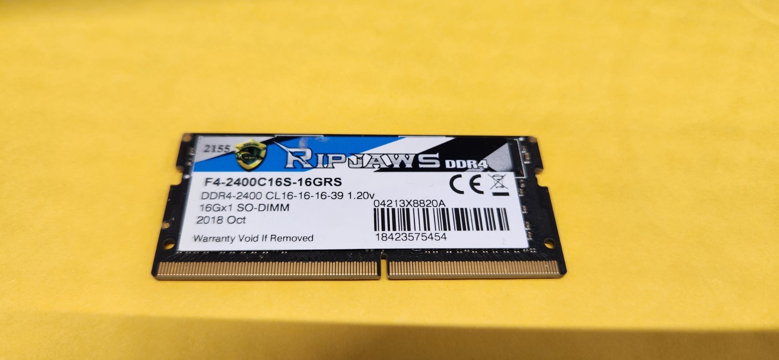 G.Skill 16GB 2400MHz DDR4 SO-DIMM Laptop Memory Module (CL16) 1.20V PC4-19200...