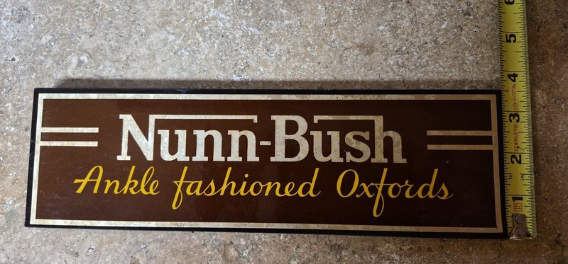 Nunn Bush Shoes Advertising Sign Wall Hanging  Vintage Original Old