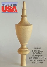 WOOD FINIAL UNFINISHED FOR  CLOCK, BED OR FURNITURE  FINIAL  #URN5