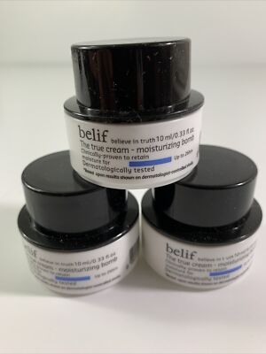 Lot of 3 Belif Believe in Truth The True Cream Moisturizing Bomb .33oz/10ml Each