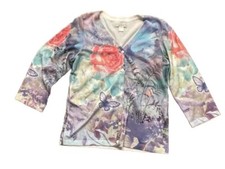 Christopher And Banks Cardigan Small Floral Women  s Sweater