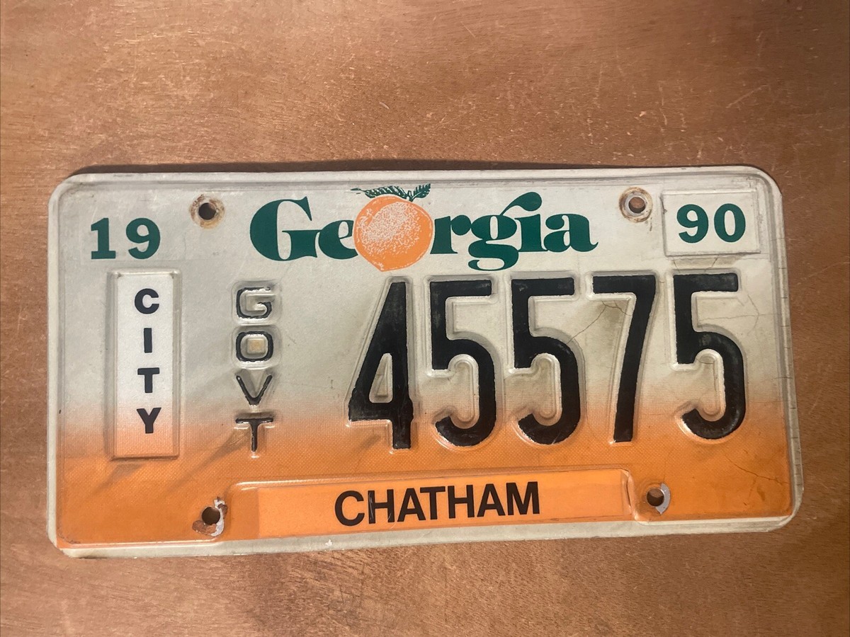 1990 Georgia License Plate City Government # 45575 Chatham County