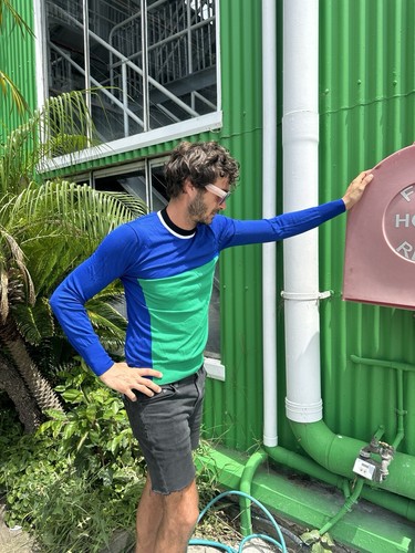 KENZO Maglione Uomo Maglione Maglia Top Pannello Logo Blu Fluo Verde Viscosa ... - Foto 11 di 24