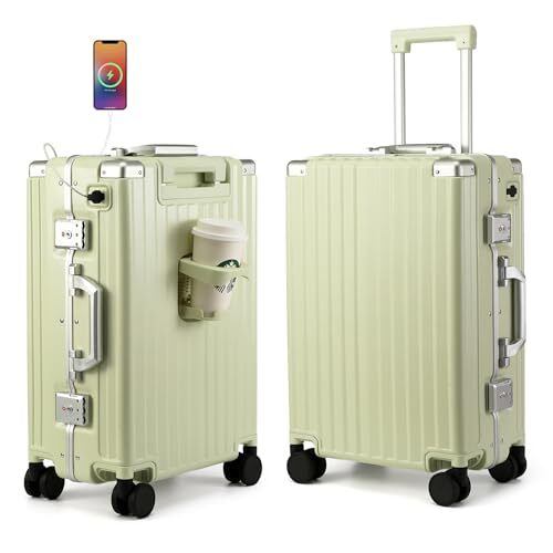 MYER Hard Shell Carry On Luggage 22x14x9 Airline 20 inch Vanilla Green