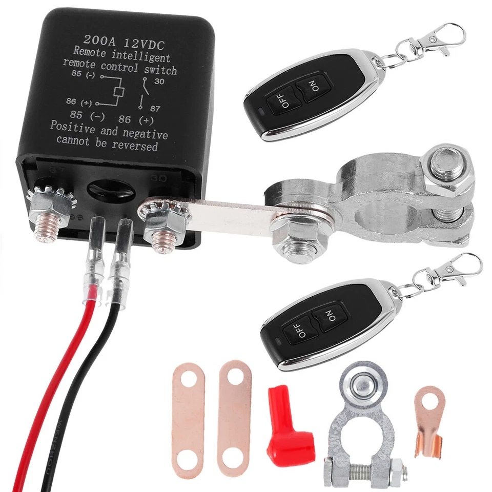 Interruptor de relé de batería de 12 V doble control remoto baterías de automóvil relé de desconexión antirrobo Foto 4 de 4