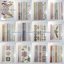 10 Sheets wholesale Metallic Gold Silver Temporary tattoo jewelry