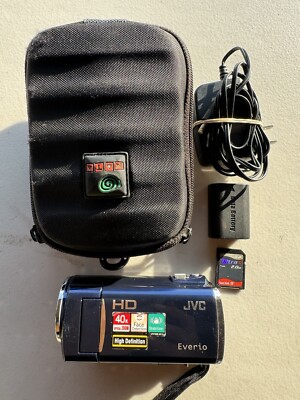 JVC GZ-HM30AU HD Everio Camcorder, Blue. w/Battery, Charger, & Case. Tested  
