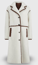 Belstaff Airstream Shearling Coat Lady, Natural/saddle Brown Uk10 Rrp £1995 #w1