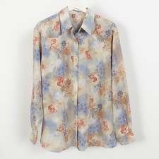 Vintage 70s Women's XL Wrangler Floral Horse Pearl Snap Western Shirt Southwest