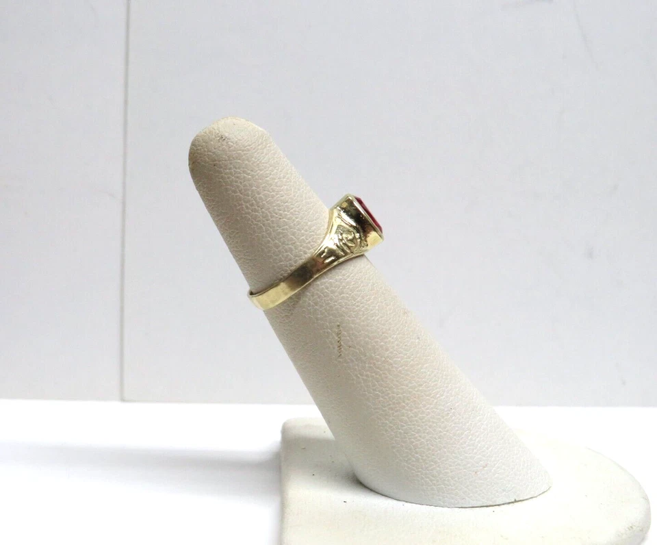ANILLO Sello L@@K Vintage Oro Amarillo 14K Rubí Talla 4.25 Meñique o Colgante Foto 4 de 4