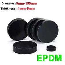 EPDM Rubber Solid Discs Black Flat Round Pad Sealing Cushioning Diameter 5-150mm