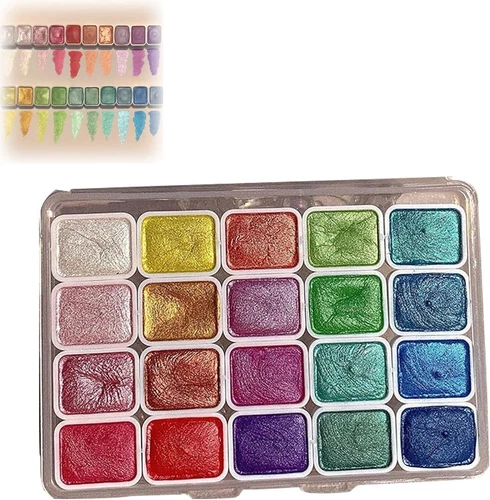 20-Colors Watercolor Painting Set, Multitudet Watercolor Paint, Metallic Paints - Picture 11 of 18