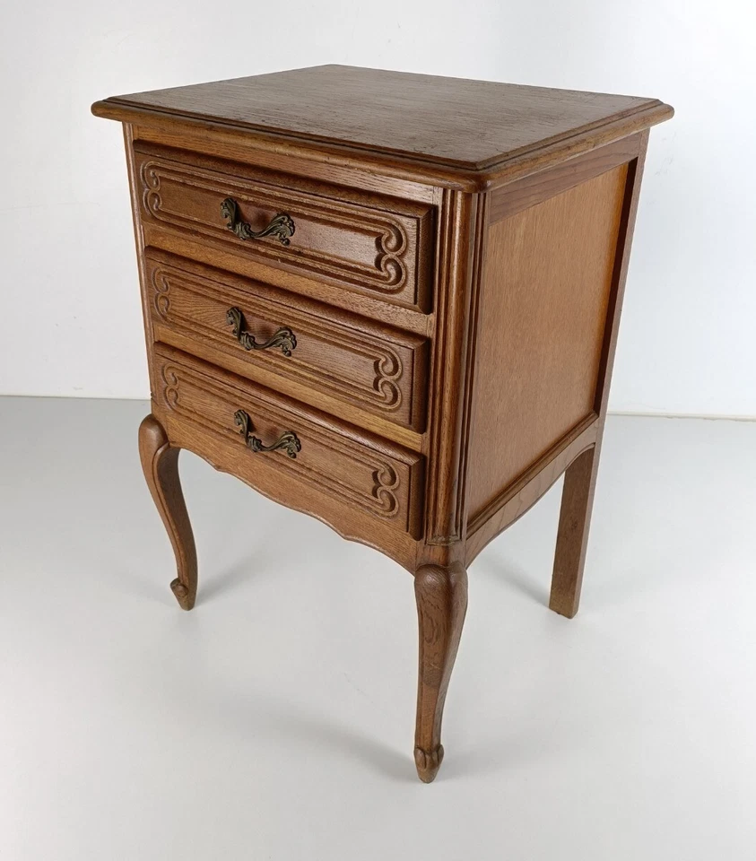 Louis XVI style Bedside End Table Cabinet Nightstand Wood Chest of Drawers 3 dra - Изображение 4 из 4