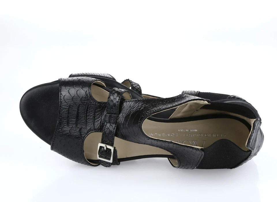 Sandalias planas AGL 215259 de cuero negro con hebilla talla 37,5 para mujer Foto 3 de 4