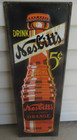 VINTAGE NESBITT'S ORANGE SODA EMBOSSED TIN SIGN 35 1/2" X 11 1/2"