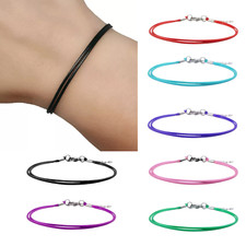Bracciale Corda Regolabile Colorato Nero Acciaio inox braccialetto da Uomo Donna