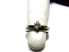 Ladies solitaire Pear shape diamond, 14KT white gold double band ring